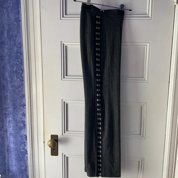 Zara flared grey striped pants with hook&eye embellishments,fun and tren… - Picture 2 of 8